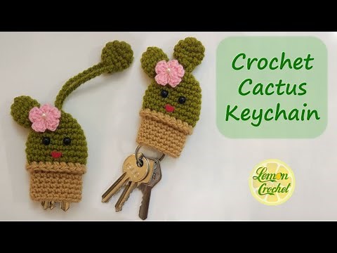 How to Crochet Cactus Keychain | Crochet Tutorial for Beginners | Lemon Crochet🍋