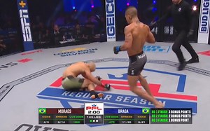 PFL2023第四期  “巴西小光头”马龙莫拉斯首回合被加布里埃尔·布拉加KO后宣布退役