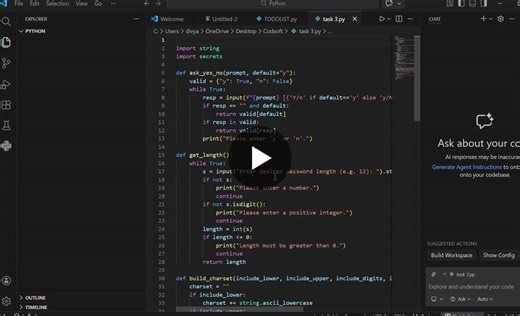 #codsoft #python #internship #passwordgenerator #task3 #programming #learningjourney | Toshit Girhepunje
