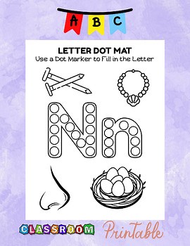 Learn Letter N Dot Marker Toddler Worksheet Upper Lowercase Alphabet Printable