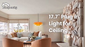 17.7" Plug in Light for Ceiling, Vintage Hanging Light with Plug in Cord 3-Layer Metal Shade Orange Mid Century Chandelier Plug in Pendant Lights for Dining Room Living Room Hallway