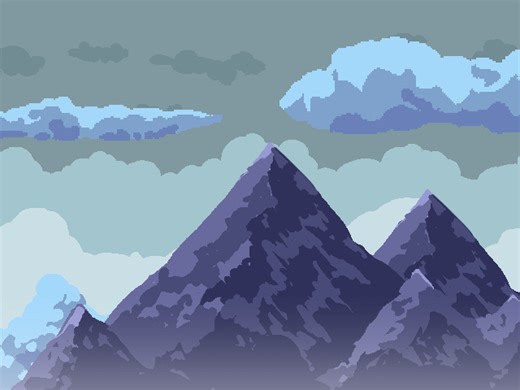 Sky and mountains parallax pixel art by fracedo