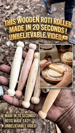 Unbelievable! 😱 Making a Traditional Wooden Roti Roller in Just 20 Seconds!"#woodworking #shorts