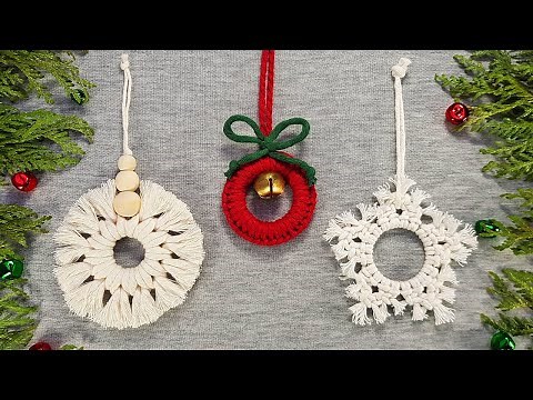 ❄DIY 3 ADORNOS de NAVIDAD en MACRAME (paso a paso) | DIY 3 Easy Macrame Christmas Ornament Tutorial