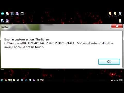 Error in custom action. The library \\.TMP\\WiseCustomCalla.dll is invalid or could not be found.