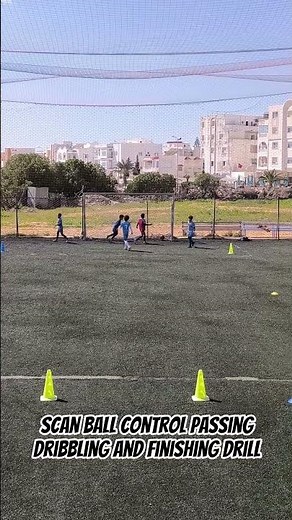 youth pass scan ball control dribbling and finishing drill #soccer #futbol #practice #drill #u10