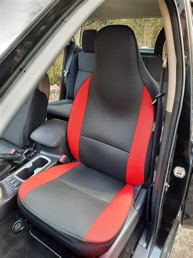 To Fit a Toyota Aygo Car Seat Covers, Ebony Black   Red Bolsters - 2 Fronts - Etsy UK