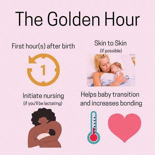 👶✨ The Golden Hour After Birth The first hour after your baby is born is called the Golden Hour — and it’s magical. 🌅💛 Skin-to-skin contact, mom’s warmth, baby’s heartbeat — this moment helps: 🤱 Boost bonding 🍼 Encourage first breastfeeding 💗 Regulate baby’s heartbeat & breathing 🧠 Support baby’s brain development Hold your baby close. This is love’s first hour. 💕 #GoldenHour #NewbornBonding #SkinToSkin #FirstMoments #BreastfeedingSupport #BabyLove #BirthMagic #MotherhoodMoments #Newborn