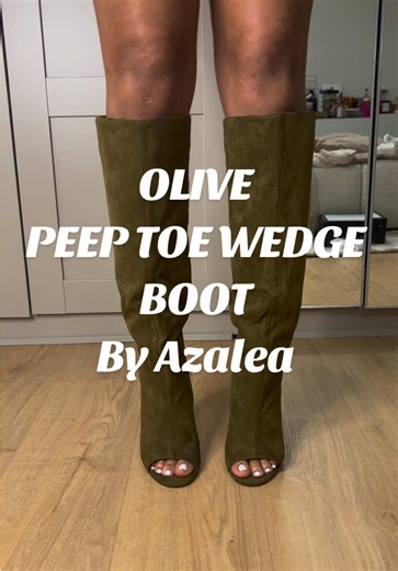 VINCENT-OLIVE PEEP TOE WEDGE BOOT @Azalea Wang . . . . #azalea #springboots #oliveboot #fashionshow #dressupdarling