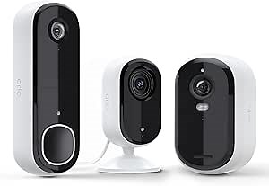 Arlo Essential Whole Home Security Bundle | Outdoor, Indoor, Video Doorbell Camera |2K Resolution|2nd Gen|Indoor - Outdoor