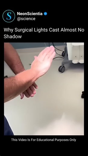 NeonScientia on Instagram: "In operating rooms, shadows can be dangerous. That’s why surgical lights are specially designed to minimize or eliminate visible shadows. They use multiple light sources arranged in a circular pattern, so when one beam is blocked, others fill in the dark area. This creates uniform illumination from many angles, reducing shadow formation on the surgical site. It’s a smart application of optics and light superposition, ensuring surgeons get a clear, uninterrupted view. 