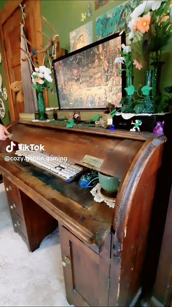 I love my antique roll top desk 😊 it could use a refinishing, but that's a