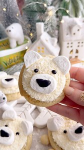 Polar Bear Cookies🐻‍❄️ YAY or NAY? Who wants one?? Follow @thelittleblogofvegan for the best vegan recipes! 🐻‍❄️ COMMENT ‘Polar Bear Cookie’ and I’ll DM you the recipe link!!! (Ad) Soft & chewy white chocolate chunk cookies are topped with a vanilla buttercream swirl, coconut, decorated with marshmallows to look like polar bears!🐻‍❄️🐾 Made using @vitalite Dairy-Free Spread, these cookies are soft, buttery, perfectly sweet & fun to make! Vitalite is also vegan friendly, free-from gluten, soya