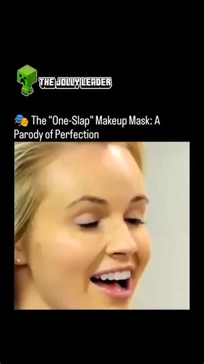The Jolly Leader on Instagram: "This viral comedic sketch parodies a fictional product called the "One-Slap Makeup Mask." The video mimics the high-energy, over-the-top style of 90s infomercials, promising a revolutionary way to apply a full face of makeup in literally one second. ​The video follows several women who "slap" a white, pre-loaded makeup mask onto their faces. Instead of emerging with a flawless look, they appear with comical, distorted, and wildly exaggerated makeup—misaligned lips