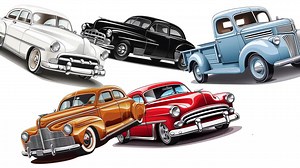 20 Vintage USA Cars Clipart 8" X 8" - Transparent Background Digital Download PNG Fussy Cuts - Commercial Use - Etsy