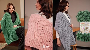 1.6K views · 500 reactions | Alize Puffy ile Omuz Şalları Shawls with Alize Puffy #AlizePuffy #AlizeYarns #Alizeİplikleri | Alize Hand Knitting Yarns | Facebook