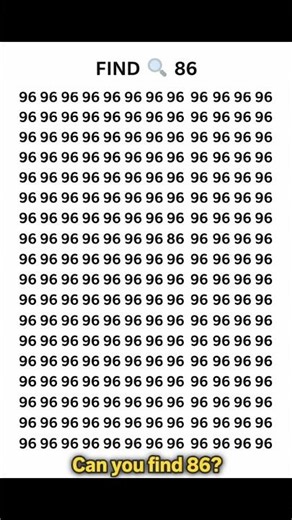 Find 86 Challenge 🧠 | 99% Fail 😱 Can You Spot It? #Shorts #fokus #brainteaser #games #puzzle
