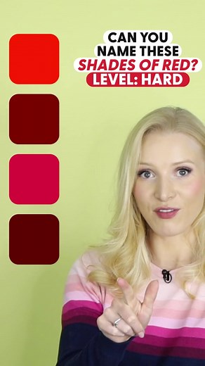 Can you name these ADVANCED shades of red? ♥️🌹🍷🎈#learnenglish #advancedenglish #vocabulary