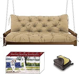 3 Seat Outdoor Swing Cushions with Cleaning Cloth - 5" Thick Waterproof UV Resistant Polyester for Wooden Patio Swing/Glider/Garden Porch Bench