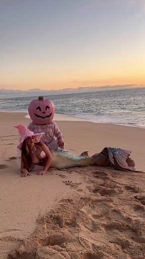 54K views · 847 reactions | Happy Halloween from your pink sea witch and Mr. Big Ol’ Pumpkin head   #halloweencostumes #halloween #mermaid #pinkaesthetic tail by Merbella Studios Inc. | Mermaid Sirenity | Facebook