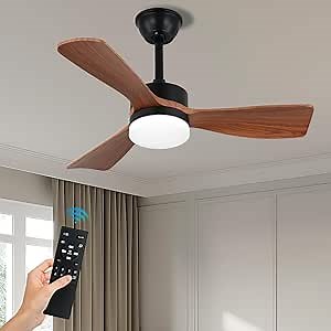 36" Ceiling Fans with Lights and Remote, Low Profile Ceiling Fan with Light Flush Mount, Dimmable Noiseless Reversible DC Motor Ceiling Fan for Dinning Room Bedroom Hallway