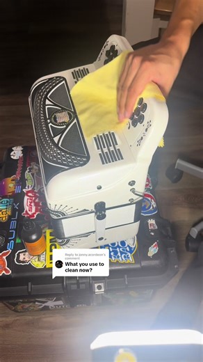 Replying to @jonny.acordeon this is what I switched to. I like how this one is for instruments (guitar) but I mean accordion isn’t far off. It’s wood 🪵 paint and clear coat on top. So it’s pretty similar. I’d highly recommend the kit, you can buy it on amazon or your local instrument plug 🔌. #acordeon #cleaning #asmr