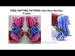 BEGINNER KNIT BOOTIES PATTERN, one hour booties, 3 sizes included, KNIT FLOWER