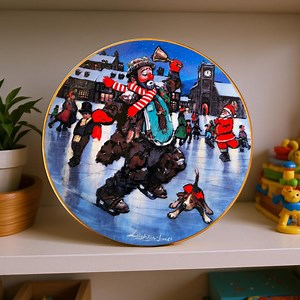 The Original Emmett Kelly Circus Collection “holiday Skater” Plate – Limited Edition Clown & Dog Christmas Collector Plate 1994 - Etsy