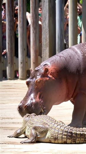 Hippo vs Crocodile Fight Shocks the Crowd #animals #United States