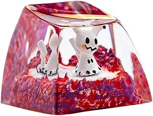 Oceankey Handmade Artisan Keycaps, Resin Keycaps for DIY Replacement and Gaming - Transparent Anime Custom Keycap for Switch Gaming, Cherry MX Mechanical Keyboards (OCEANKEYMimikyu)