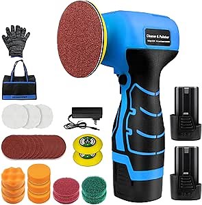 Cordless Sander, 3" Palm Sander with 2Pcs 16.8V 3.0Ah Batteries, 3500RPM Mini Polisher, 30 Accessories Sander Tool for Sanding/Polishing/Waxing/Cleaning