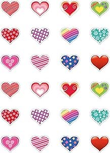 K-Kraft 120 Heart Stickers (Hearts Extravaganza) - 12 Different Patterns for Classroom, Crafting, Scrapbooking, Valentines, Kids, Teens, Adults