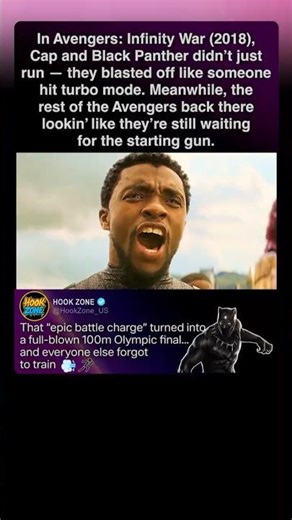 In Avengers Infinity War (2018) – Wakanda ChargeCap and Black Panther outrun everyone