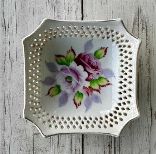 Vintage Noritake Trinket Dish – Reticulated Porcelain Jewelry Dish With Gold Trim - Etsy