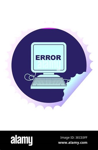 power up animation of computer error vector illustration circular peeling sticker Stock Video Footage - Alamy