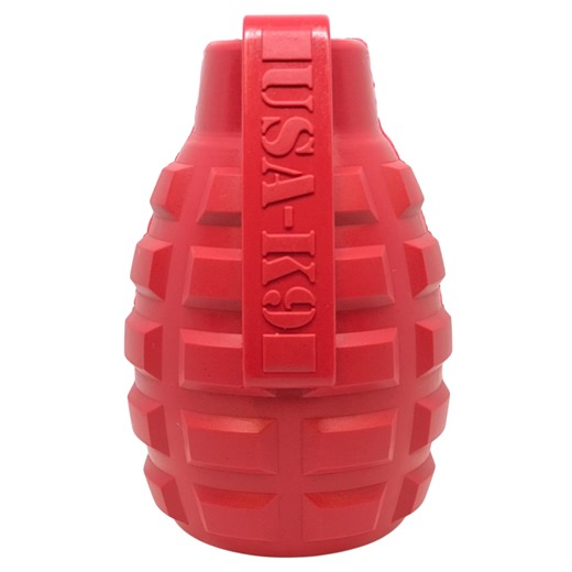 USA-K9 Grenade Rubber Dog Chew Toy | K9 Handler eDispenser Toy | Red & Blue | USA Made - K9 Outdoors