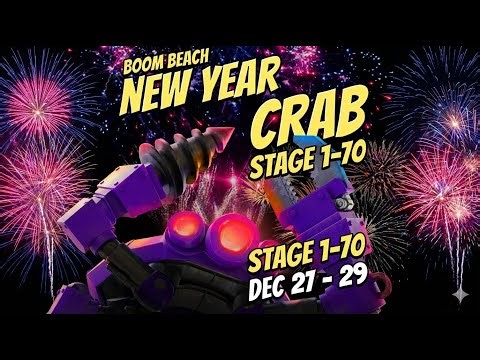 NEW YEAR MEGA CRAB LIVE 🦀🔥 | Stage 1 ➜ 70 PUSH | Boom Beach NON-STOP DAMAGE