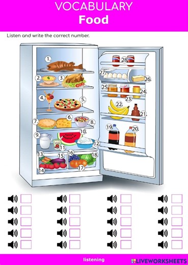Food - What's in the fridge worksheet