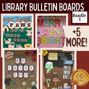 Library Bulletin Board Bundle for Year Round Elementary Library Bulletin Boards