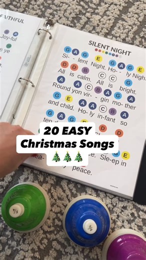 Melissa • holiday ideas & family traditions on Instagram: "Playing Christmas Hand Bell songs is a favorite family tradition! And even better- it’s screen free and easy enough for little ones to play on their own, but fun for big kids and adults, too! Comment “MUSIC” for the link to the downloads and hand bells we have! #handbell #christmasmusic #screenfree #christmassongs #christmastradition #familyfun #playmusic #handbells"