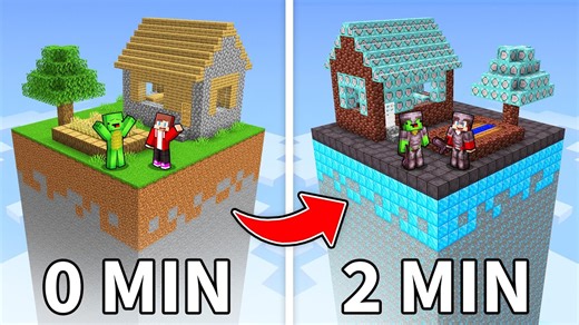 Mikey and JJ’s Chunk Changes Blocks Every Minute in Minecraft | Branzy