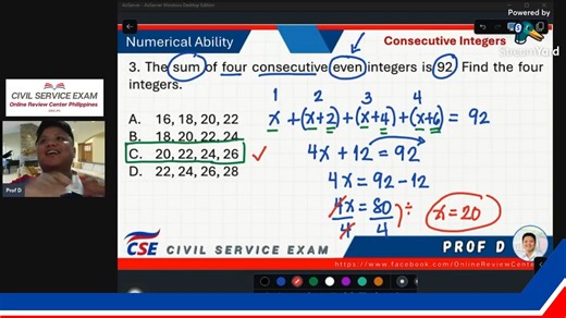 22K views · 568 reactions |  Civil Service Exam Review 2025: Numerical Ability by Prof D!  Enrollment is now open for Civil Service Exam Intensive Coaching via ZOOM. Limited slots available, so don’t wait to secure your spot!  Message us for inquiries and more details. Let’s make your dreams a reality—see you there, future CSE Passer! ❤️ | ORC Online Review PH | Facebook