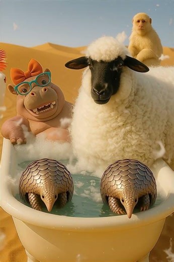 🐑✨Sheep Spa Chaos & Pangolin Twins in the Magic Tub #HippoSeries #LOLAnimals #funnyanimals