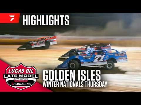 Lucas Oil Late Model Dirt Series | Highlights - Thursday - #WinterNationals | Golden Isles Speedway