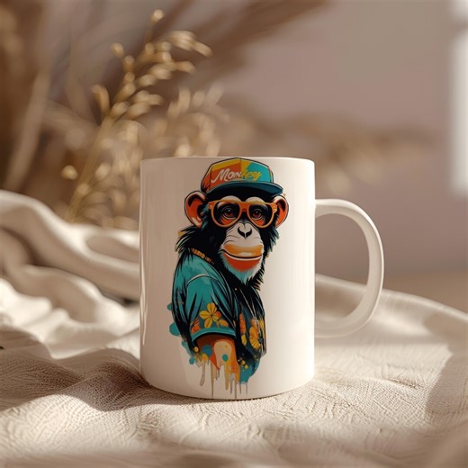Cool Monkey Mug Streetwear Art Coffee Cup Hip Hop Chimp Aesthetic Ceramic Mug Gift for Urban Style Lovers - Etsy