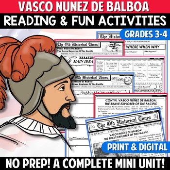 Vasco de Balboa European Exploration Reading   Activities, 3rd Grade Packet
