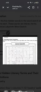 Find the five hidden words in the word search titled "Lexical L... | Filo