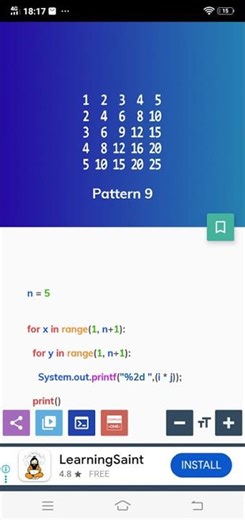 pattern 9 python proram#pythonprogramming