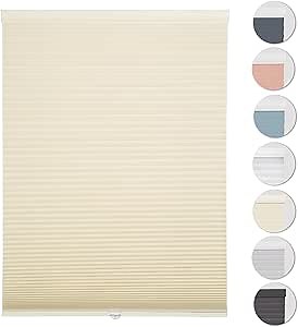 Custom Light Filtering Cellular Shades Cordless, Honeycomb Blinds for Windows, 1.5'' Single Cell Pleated Shades for Bedroom, Child Room, Office (Beige,Light Filtering)