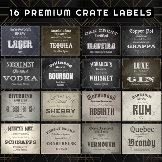 16 Speakeasy Liquor Crate Labels 1920s | Digital Download | Roaring 20s Vintage Prohibition Era Bootlegger Alcohol Decoration Jpgs Western - Etsy